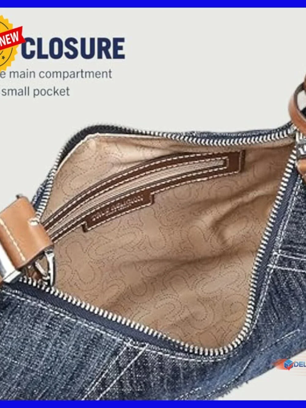 Adjustable Strap Hobo Bag with Zip Closure, Lightweight Cotton-Polyester Blend